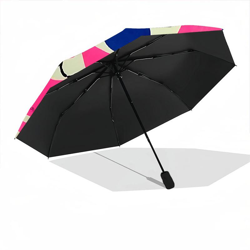 1PC Pink Cat Automatic Folding Umbrella Portable Collapsible 8-Rib Umbrella for All Seasons, Casual Outdoor Accessory, A46