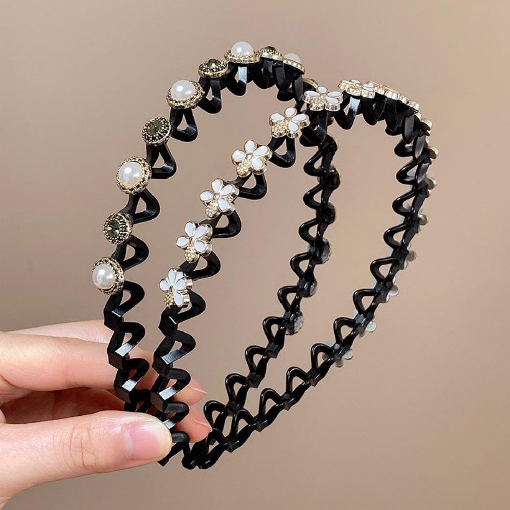 Pearl Braided Tools Hairband Rhinestone Hair Toothed Headband Hair Styling Accessory