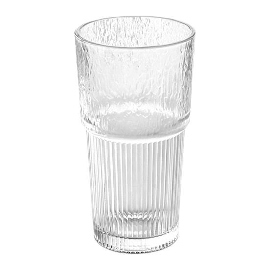 Ribbed Glass Cup with Lid And Straw 600ml Large Capacity Iced Coffee Tumbler 600ML E