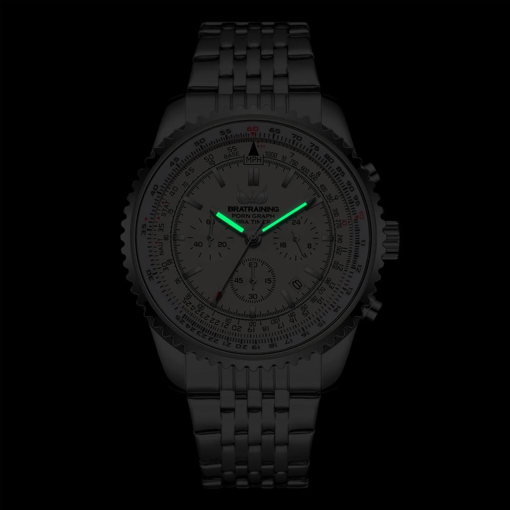 BRATRAINING Watch Quartz Watch Waterproof for Daily Life Men's (Metal White)