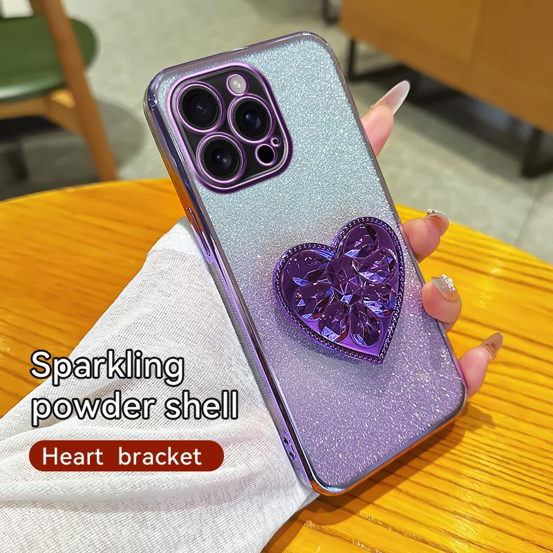 

Подходит для Apple 16proMax Градиентный чехол для телефона Любовь Подушка безопасности Подставка iPhone 15 Противоударный 14 Блестящий пудровый Мягкий чехол iPhone16