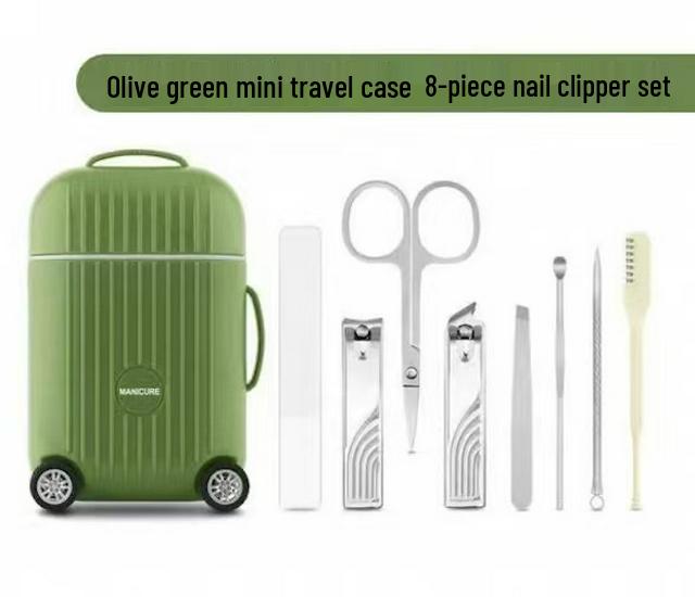 8-Piece Stainless Steel Manicure Set - Nail Clippers & File, Portable & Anti-Pinch Design
