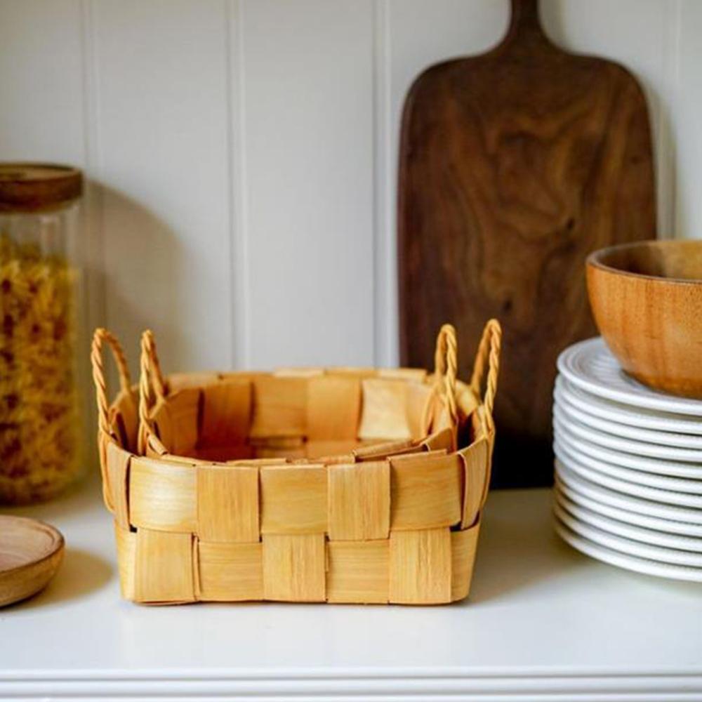 Wood Chip Hand Woven Basket Bread Basket Fruit Vegetables Egg Storage Baskets Flowers Basket Picnic Container Kitchen Storage