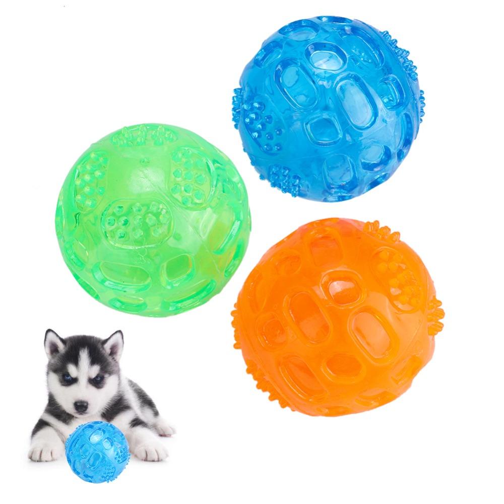 3Pcs Bite Tough Dog Chew Ball Multi Color Elastic Pet Ball Pet Teething Toy  Indoor Play