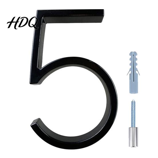 UV Resistant House Numbers 5-Inch for Outside Zinc Alloy Floating Address with Rust-proof Mounting Screws Modern Black Metal Door Mailbox