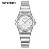 SANDA1147 Luxury Women's Quartz Watch with Mother of Bell Dial and Diamond studded Steel Strip 3ATM Waterproof Fashion Watch -1
