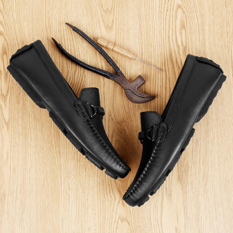 Fashion New Arrival Luxury Mens Loafers Genuine Leather Metal Buckle Moccasins Comfortable Slip-On Flats Leisure Walk Male Driving Shoes