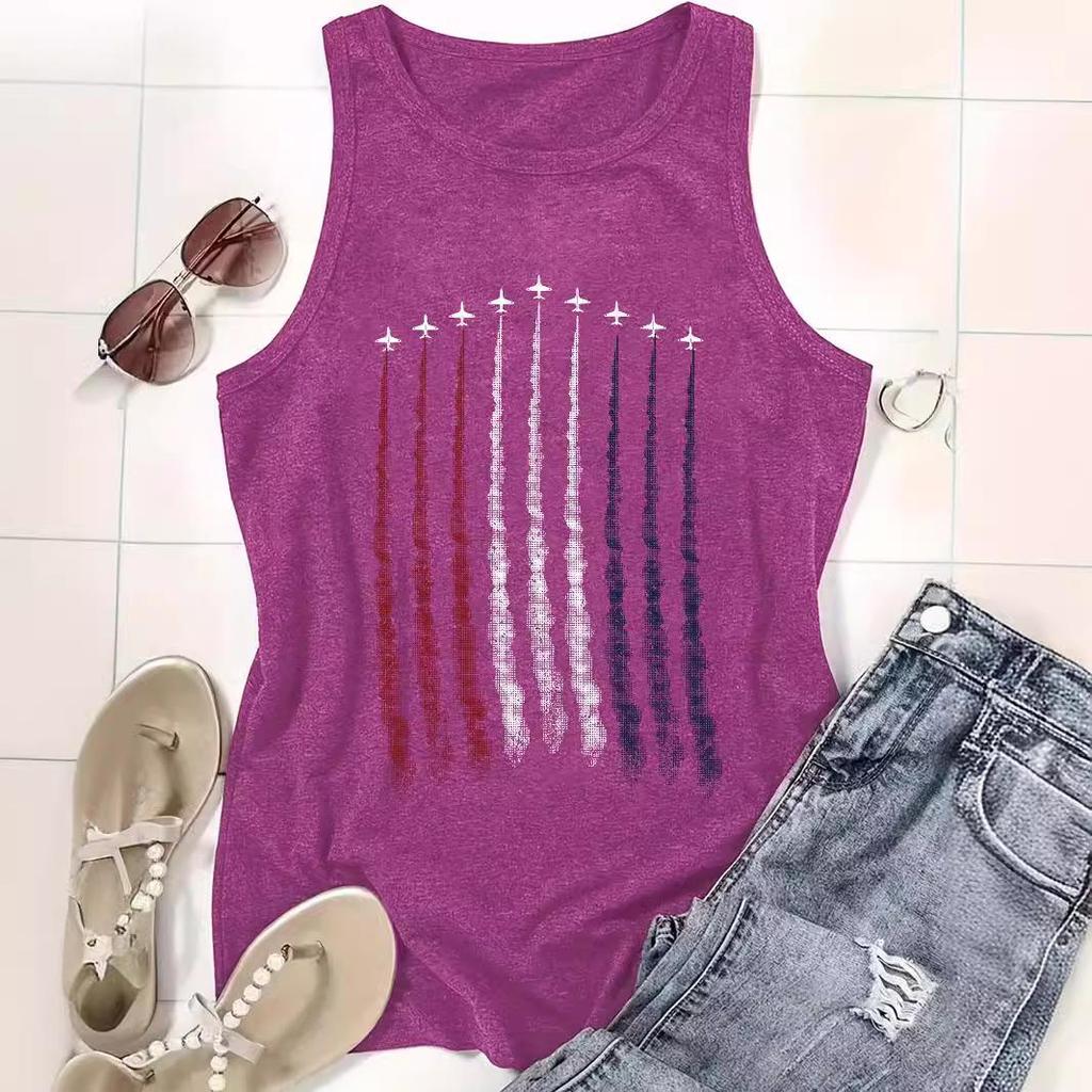 Unabhängigkeitstag Ärmelloses Rundhals-Pullover-Top für Damen