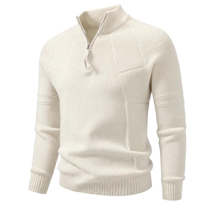 Autumn Winter Men's Stand Collar Knit Pullovers Fashion Warm Sweater Men Solid Color Casual Knitted Sweaters Fashion Knitwear
