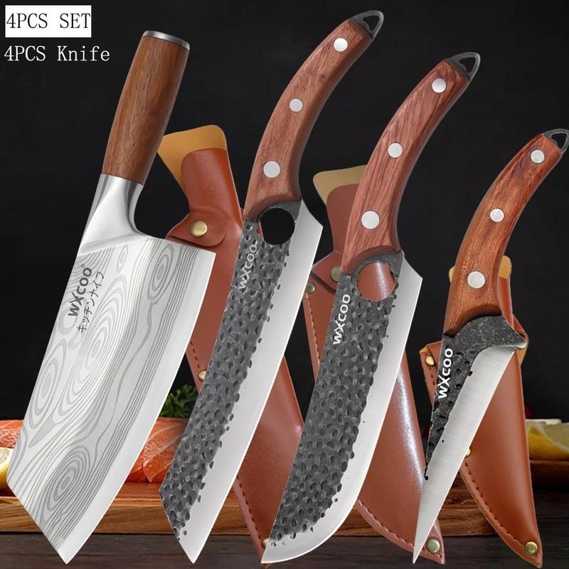 WXCOO Hand Forged Boning Knife Set High Carbon Clad Steel Meat Fish Fruit Cleaver Knife Professional Butcher Kitchen Chef Knives
