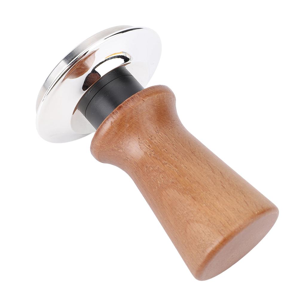 Coffee Tamper Solid Wood Handle Stainless Steel Flat Bottom Constant Force Coffee Press for Home