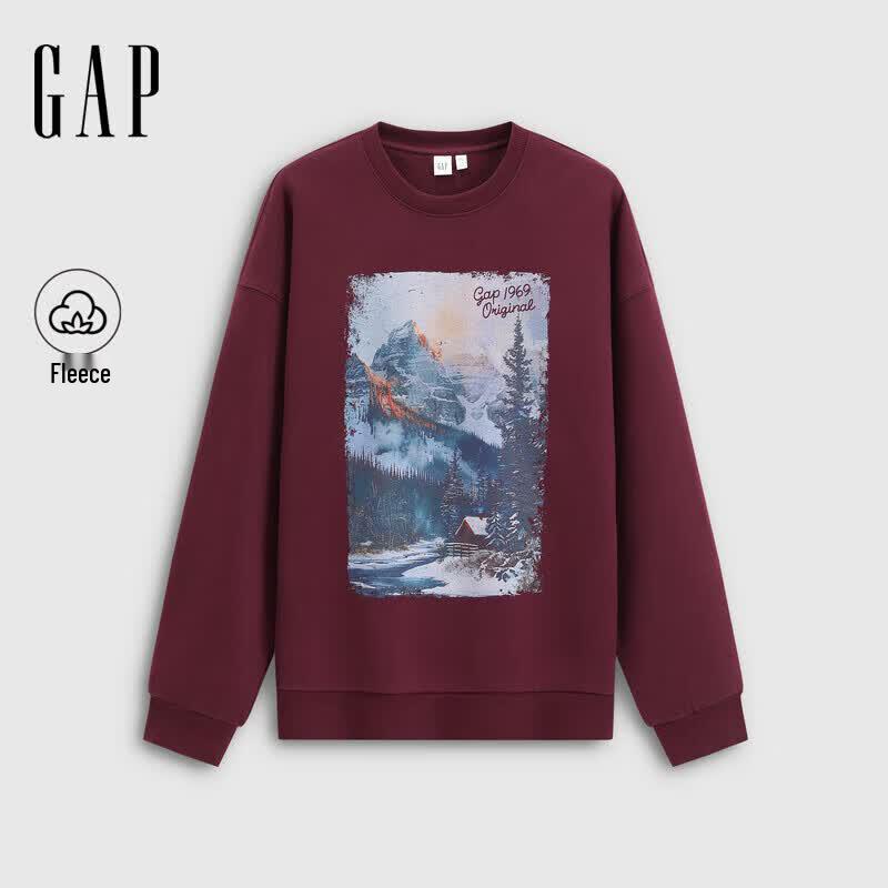 GAP Unisex Nordic Print Heavyweight Fleece Crewneck Sweatshirt