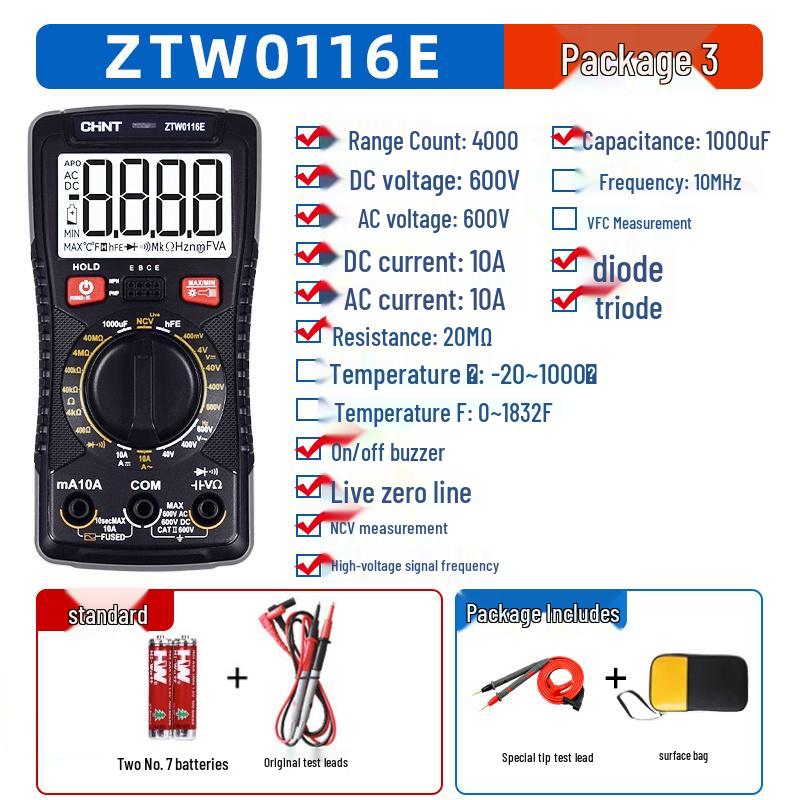 Chint High Precision Digital Multimeter: Anti-Burn, Portable, Multifunctional Tool for Electricians and Smart Watch Repair