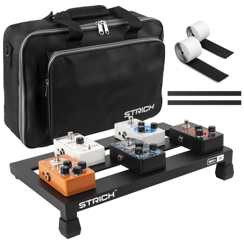 STRICH Mini 15+ Guitar Pedal Board, Aluminum Alloy, 0.55kg, Ultra-Lightweight, 38x22cm, with Carry Bag