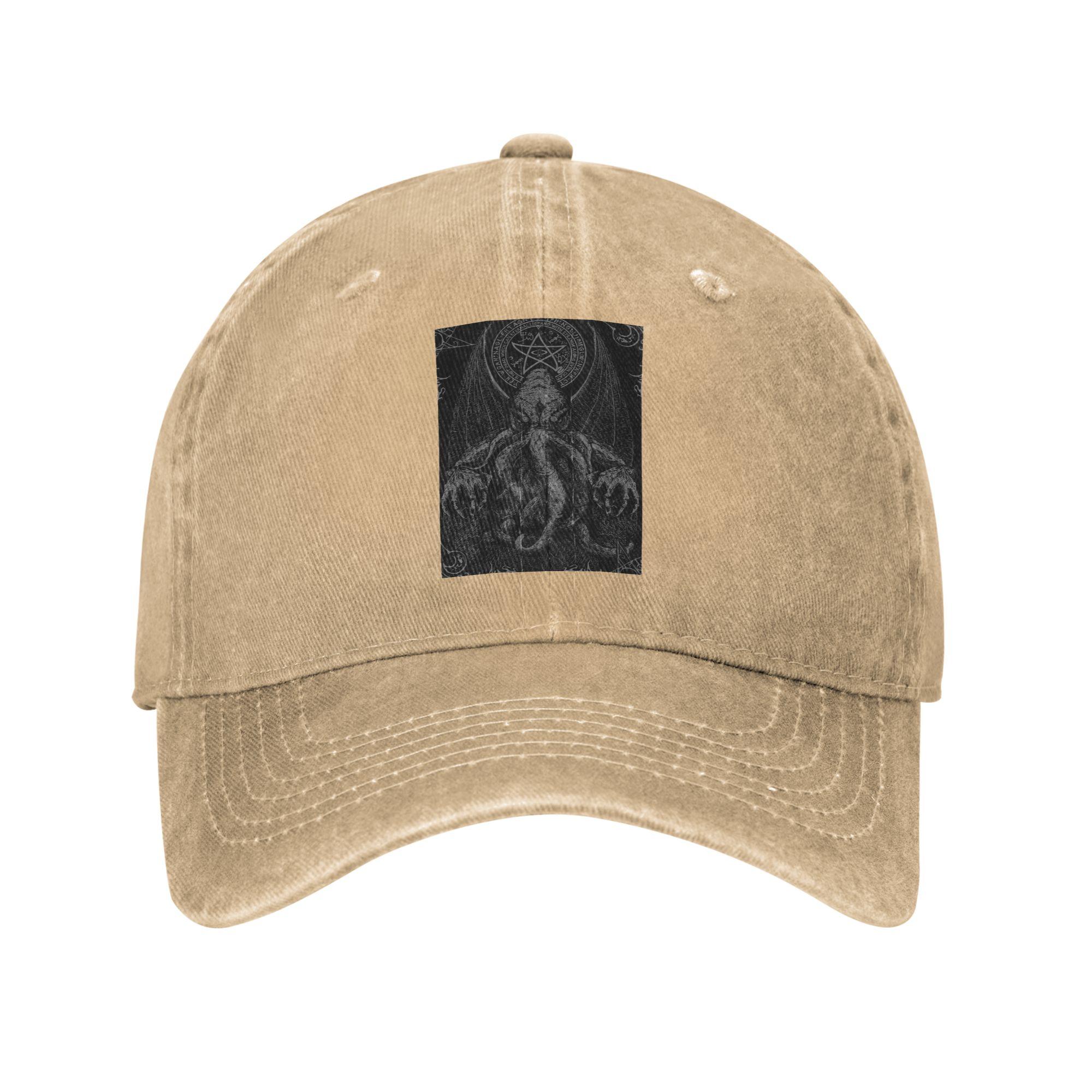 

Cthulhu Mythos Lovecraft Horror Baseball Caps Washed Denim Hats Adjustable Casquette Sports Baseball Cowboy Hat for Unisex Women One Size