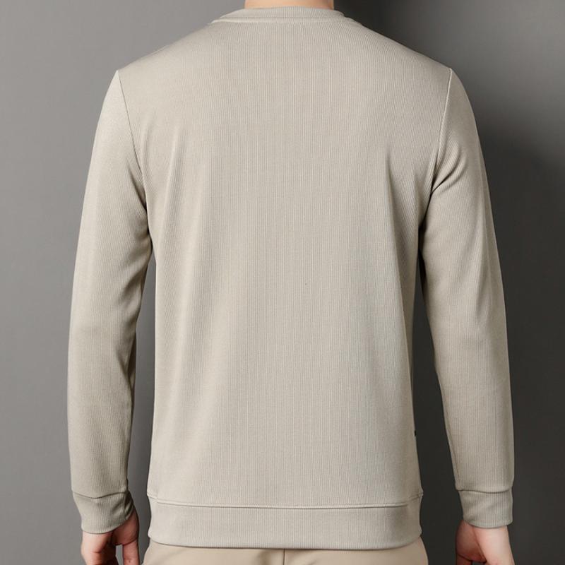 Jesienna Męska Bluza z Długim Rękawem z Okrągłym Dekoltem, Casualowa Bawełniana Koszulka z Nadrukiem, Koszulka Bazowa dla Mężczyzn