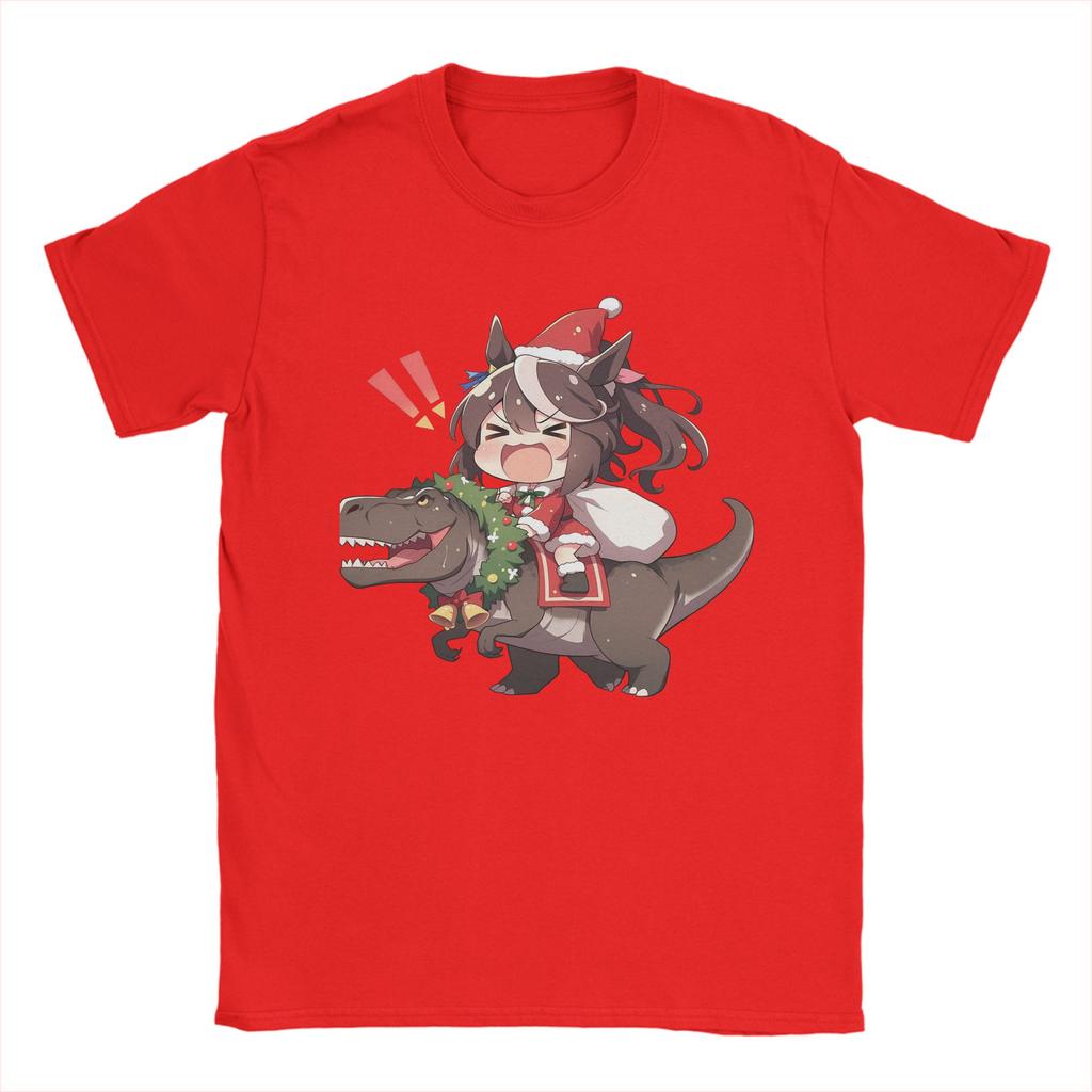 Tokai Teio Christmas T Shirts Men's Pure Cotton T-Shirts Round Neck Uma Musume Pretty Derby Anime Tees Short Sleeve Clothes