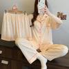 Small Floral Short-Sleeved Pajamas Women'S Spring And Summer Temperament Fashion Suit Wrinkled Cloth Loungewear Three-Piece Set