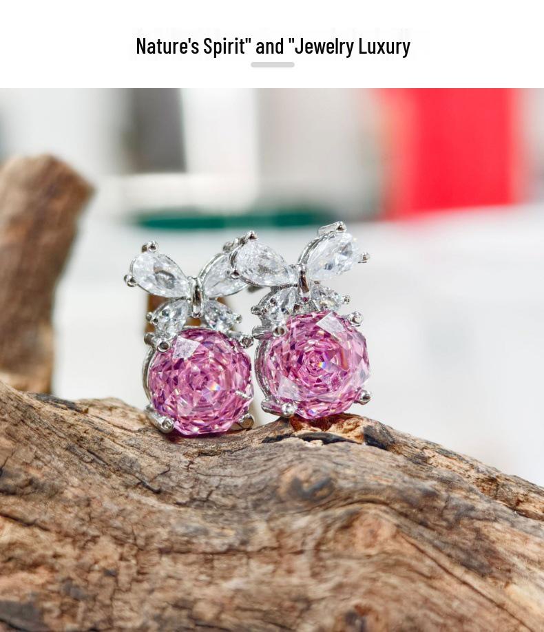 Růžová Sakura Motýlí Šperky Set: Zirkonový prsten, náušnice a přívěsek