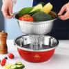 Multifunctional Stainless Steel Basin With Thickening Design Food Drainage Bowl with Lid For Efficient Kitchen Use