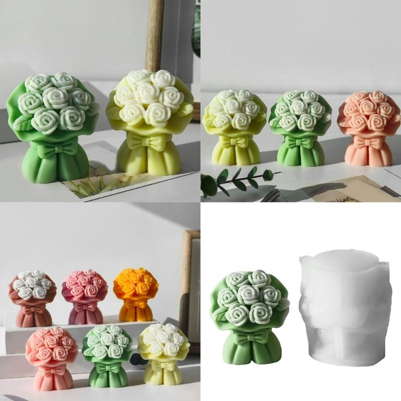 3D Rosenstrauß Kerzenform Silikonform zum Basteln von Aromatherapiekerzen Valentinstagsgeschenk Bastelbedarf