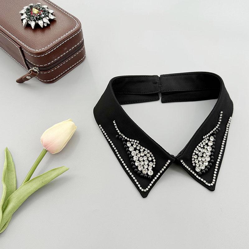 Beading Fake Collar Women Elegant Diamond Detachable Collars for Women False Shawl Shoulder Wrap Lapel False Collars Woman Tie