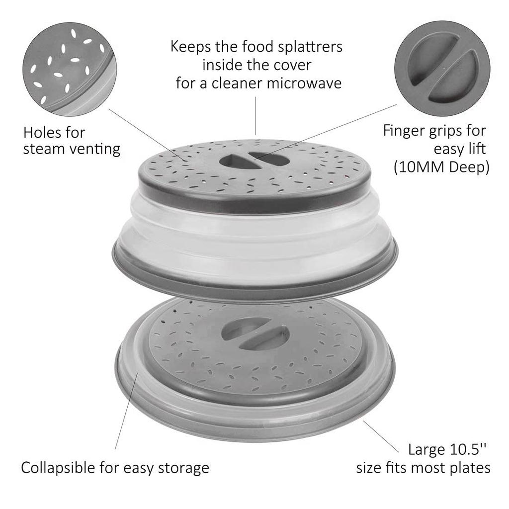 Collapsible Microwave Food Cover and Cushion BPA Free Heat Resistant Microwave Splatter Cover Multifuction Kitchen Gadget