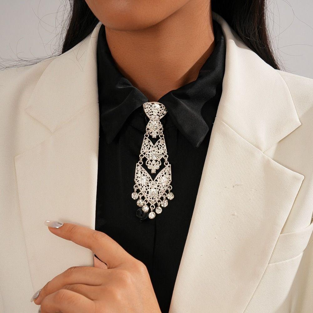 Adjustable Rhinestone Necktie Tassel Crystal Necktie Decorative Formal Business Ties  Wedding