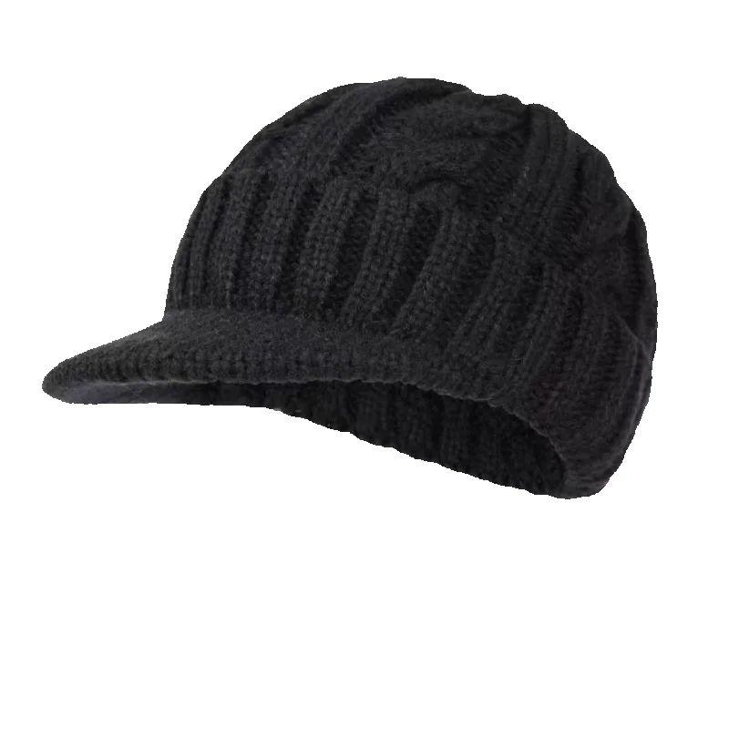 2026New Men's Short-Brimmed Baseball Cap Classic Fashion Winter Warm Baseball Cap Thickened Braided Knitted Hat
