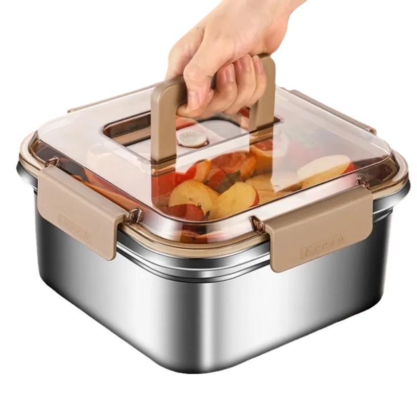 Portable 316 Stainless Steel Food-Grade Sealed Lunch Box with Lid for Fresh-Keeping and Picnic Use