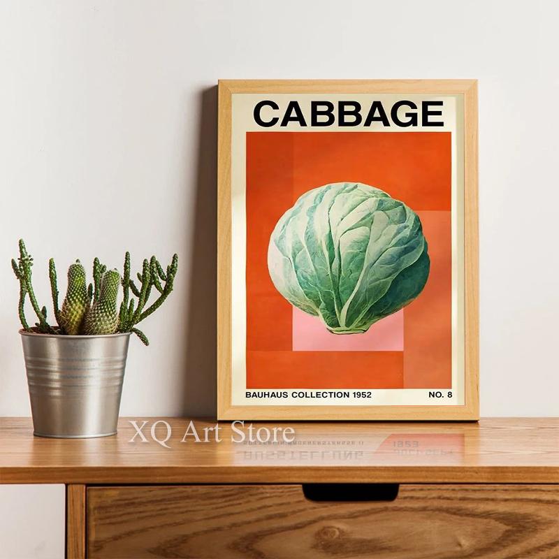 Vintage Botanical Vegetable Print Radish Onion Garlic Cabbage Canvas Painting Art Vegetarian Poster For Kitchen Restaurant Decor