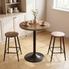 Round Bar Table 60 Cm, High Kitchen Standing Table with Non-slip Pads, for Kitchen, Living Room, Walnut
