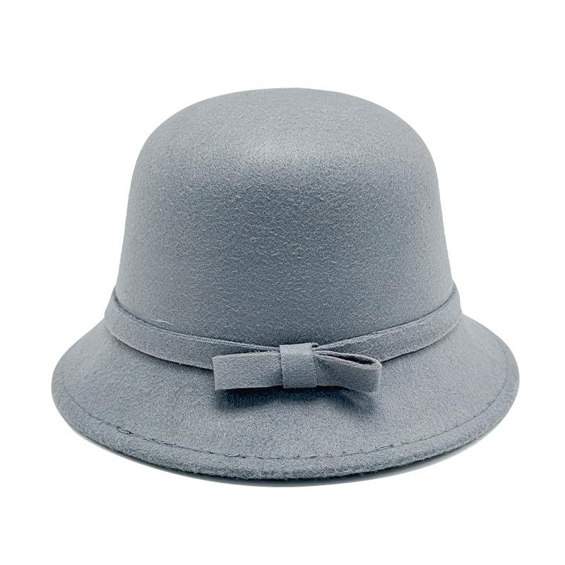 Autumn and Winter Simple Woolen Top Hat Autumn and Winter Dome Elegant Bucket Hat Versatile Senior Sense Retro Basin Hat Women