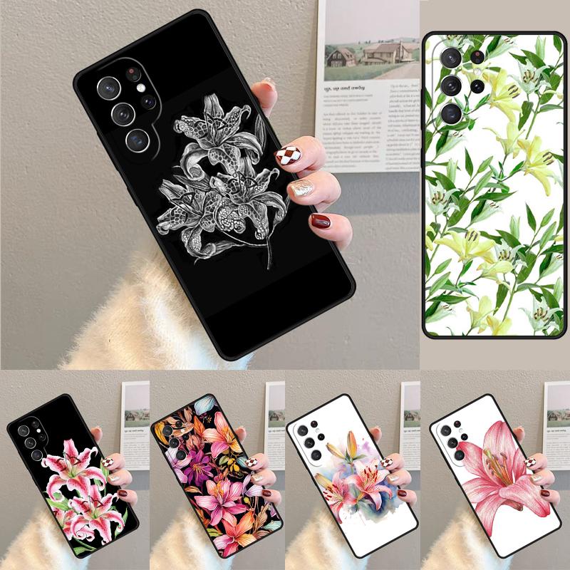 Lily Flowers Silicone Phone Case For Samsung Galaxy note 10 pro S26 S25 S24 S23 S22 S21 Plus S25Ultra Capa Cover