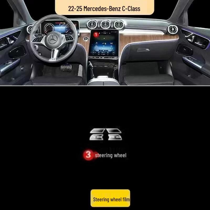 

Fits 22-25 Mercedes-Benz C260L/C200L - Interior Center Console & Navigation Screen Protector Transparent TPU Film