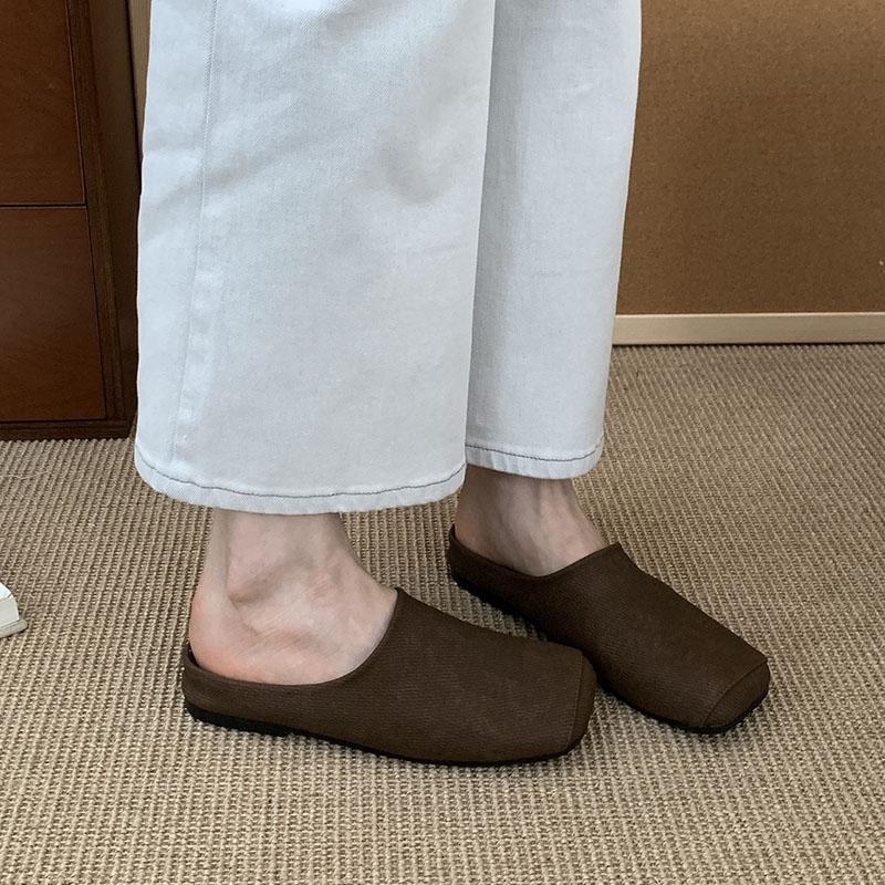 Fashion Fashion Square Toe Women Flats Slippers Mules Shoes Casual Beach Soft Ladies Flats Slippers Shoes Female Slides Sandals New