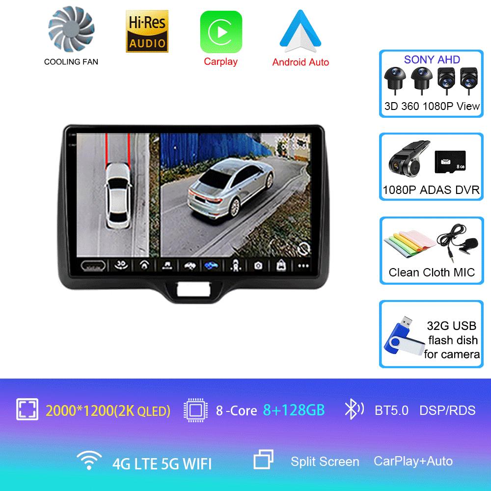 Android 14 Car Radio Carplay Auto For Toyota Yaris Vios 2020 - 2025 Right Hand Drive Multimedia Player GPS Video 2 Din Head Unit
