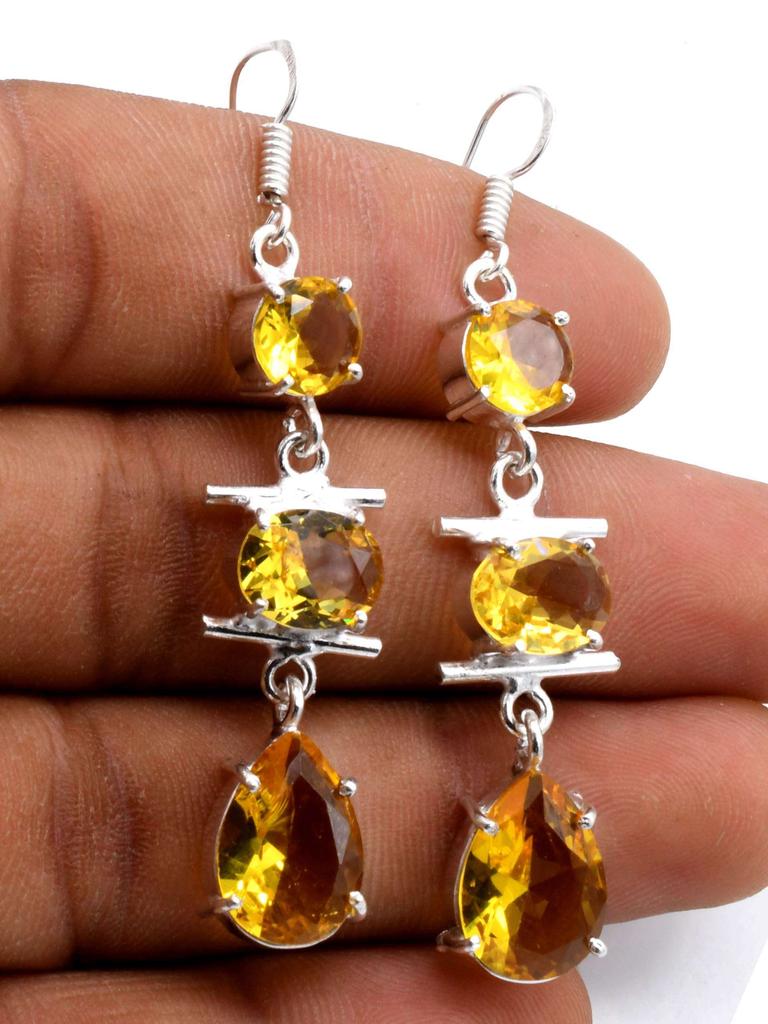 Citrine Gemstone Ethnic Handmade Drop Dengle Earring Jewelry ER 233