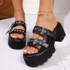 2025 Summer New Bat Thick-heeled Sandals, Women's Muffin Waterproof Slippers Size 43