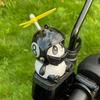 Motorcycle Handlebar Decoration Bike Electric Cute Panda Cartoon With Helmet Airscrew Ornaments Riding Equipment Accessories