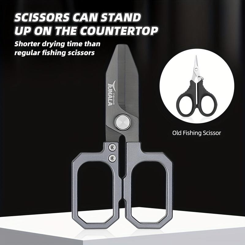 Fishing Scissors with Double Serrated Blades, Made of Molybdenum Vanadium Steel Material for Fishing Weaving Line Scissors,