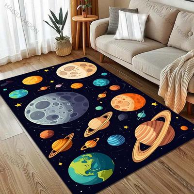 Universe Planet Earth Sun Printed Cartoon Carpet for Bedroom Living Room Bedside Sofa Floor Mat Modern Home Decor Area Rug