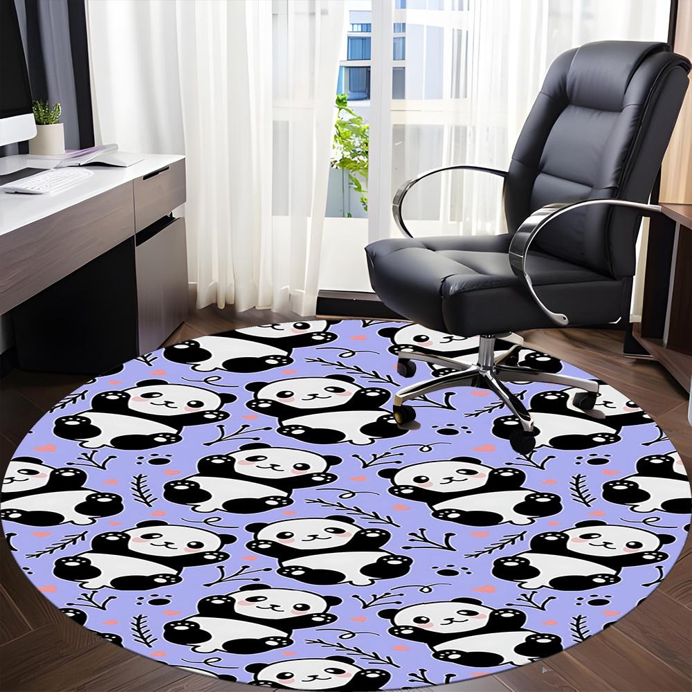 1 Stück Panda Muster Büro Runder Teppich, Indoor Matte Geeignet Für Büro, Unter Bürostühlen Schlafzimmer Wohnzimmer Heimdekoration, Zimmer Deko 041