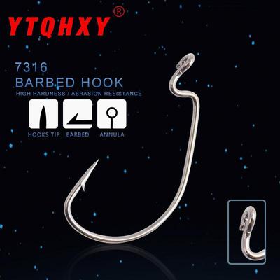 7316 Acciaio ad Alto Carbonio Pancia Larga Amo Crank da Pesca in Mare, Con Ardiglione, Esche Morbide, Amo Singolo, Confezione da 10