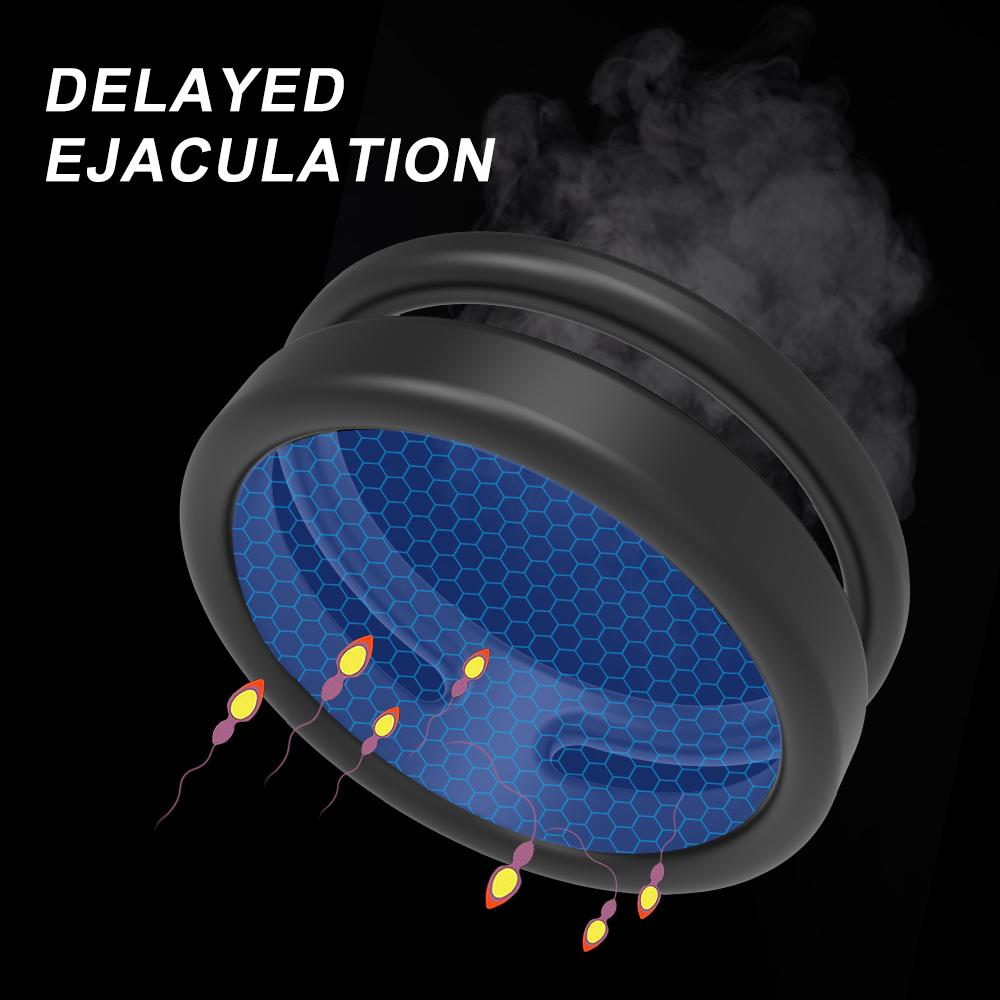Safe Silicone Black Male Rings Double Cockring Delay Premature Ejaculation Penis Ball Loop Lock Adult Sex Toys Product for Men