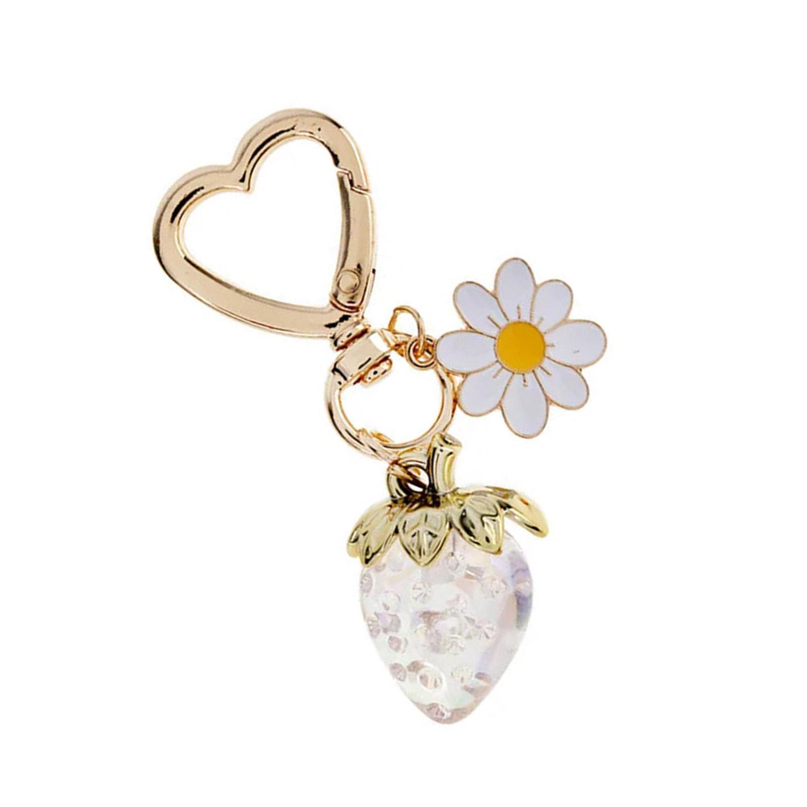

Клубничный цветочный брелок-шарм Модный держатель для ключей Украшение для сумочки Портативный органайзер для ключей для женщин и подростков прозрачный