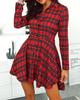 Factory Direct Sales of European and American Women's Clothing Explosion, Plaid Long-sleeved Lapel Single-breasted Shirt Irregular Dress