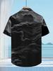 Vintage Ink Wash Anime Print, Stylish Tropical Hawaiian Short-Sleeve Shirt, Casual Button-Up for Men, Lightweight for Summer Adventures