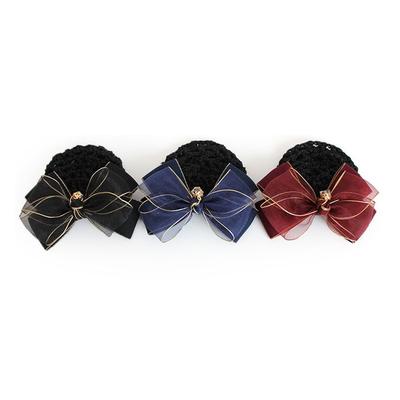 Pinza de Resorte Simple Exquisita Elegante Para Azafata Enfermera Tela Malla Snood Tocado Femenino Adorno de Cabeza Red de Pelo