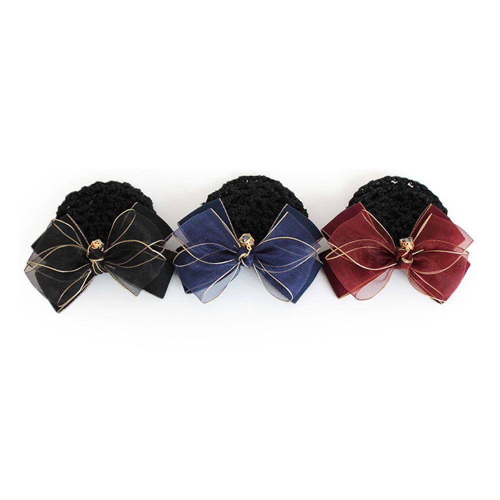 Vintage Simple Spring Clip Retro Elegant Cloth Mesh Snood Bow headwear Women Headdress Hairnet